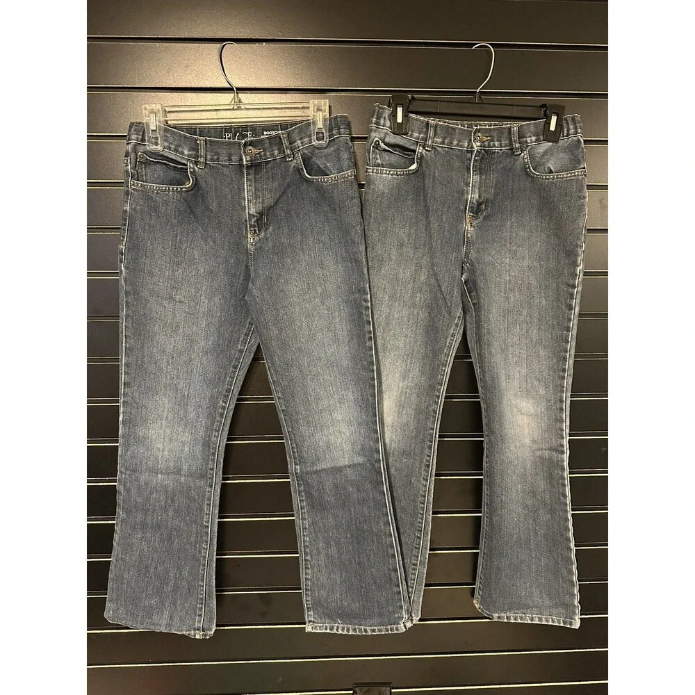 Lot of 2 Children’s Place Boys Bootcut Jeans Size 14 HUSKY Adjustable Waist